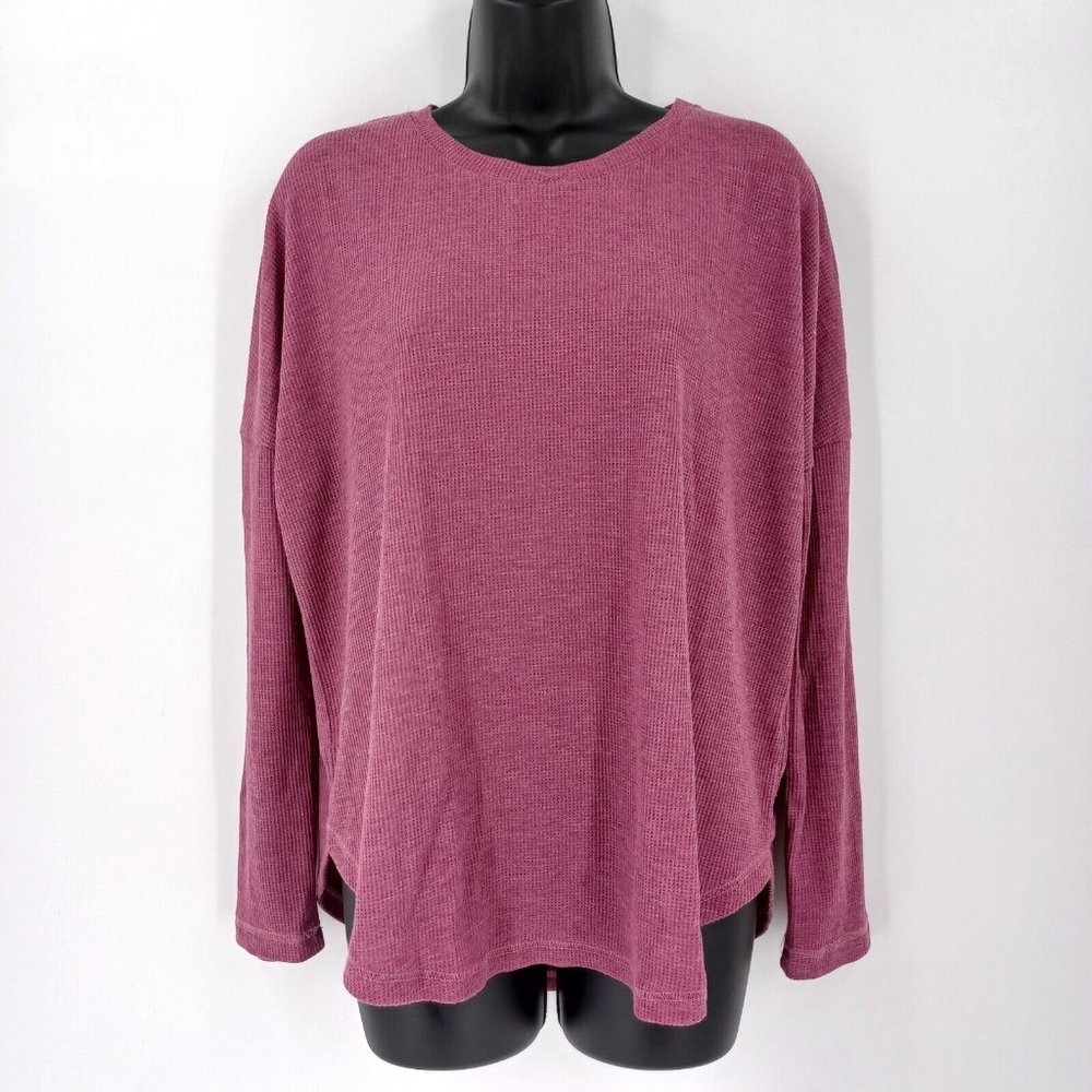 COTTON ON Sz S Oversized Waffle Knit Sweater Mauve Pink Cozy Casual Lounge Fall - Picture 3 of 12